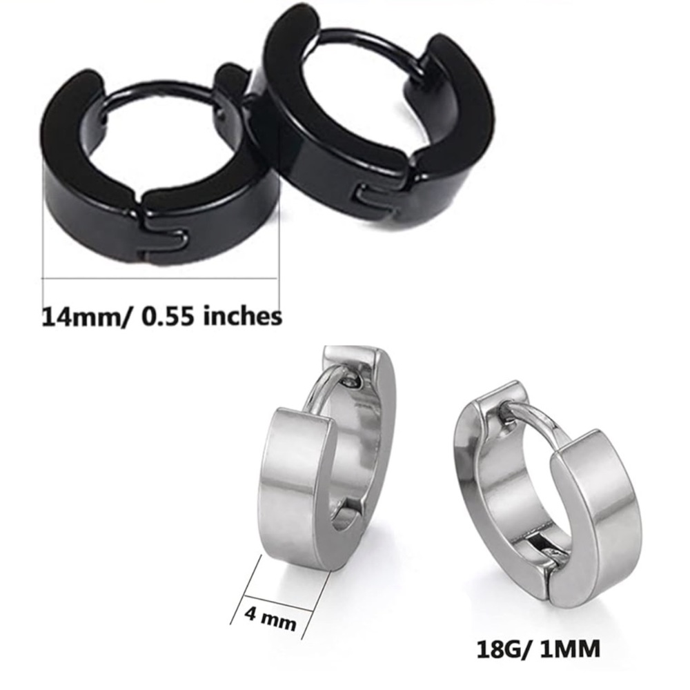 Black Huggie Hoop Earrings - Picture 3 of 4